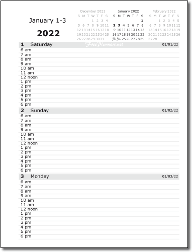 2022 Daily Planners Sample