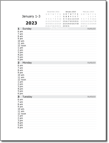2023 Daily Planners Sample