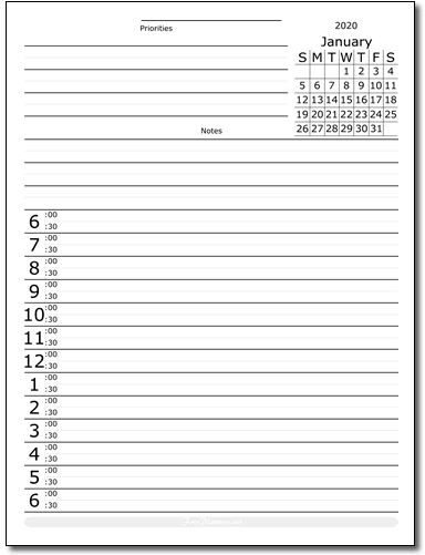 2020 Free Printable Monthly Planner Template Calendarkart